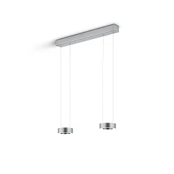 LED Pendelleuchte ZERA-2, 2-flammig, 4x 12W, 2200-3000K, 5096lm, IP20, dimmbar, Prismenabdeckung, mattnickel