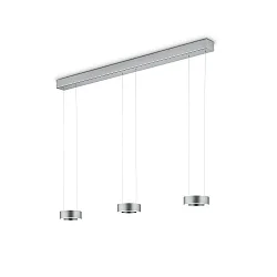 LED Pendelleuchte ZERA-3, 3-flammig, 6x 12W, 2200-3000K, 7644lm, IP20, dimmbar, Prismenabdeckung, mattnickel