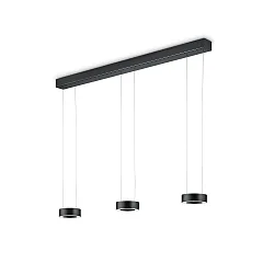LED Pendelleuchte ZERA-3, 3-flammig, 6x 12W, 2200-3000K, 7644lm, IP20, dimmbar, Prismenabdeckung, schwarz