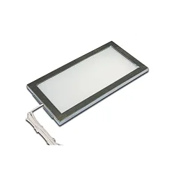 Flache LED Unterbauleuchte LED SKY, IP20, 24V DC, 21 x 11cm, mit LED-24 Steckerkabel 250cm, 6W 3000K 390lm 110°, Edelstahl