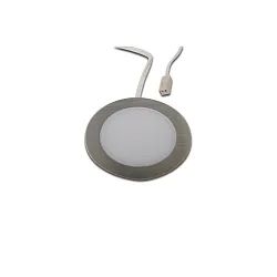 LED Möbel-Einbauleuchte FAR 58, IP44/IP20, rund, Ø 6.5cm, LED-24-Stecker, CRi >90, 3W 3000K 225lm 115°, Edelstahl-Optik