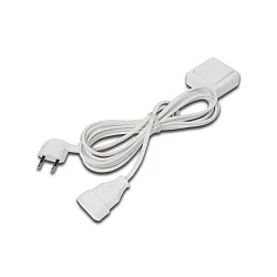 Aufbau-Schalter SAQ quadratisch 6 x 6cm, IP20, 220-240V, max. 2.5A, mit 200cm Eurostecker + 200cm Eurokupplung, weiß