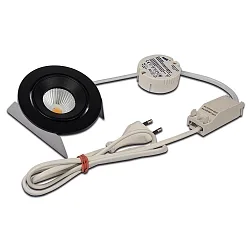 LED Einbauleuchte, ø 8cm, 7,5W, 3000K, 800lm, IP44, schwenkbar, schwarz