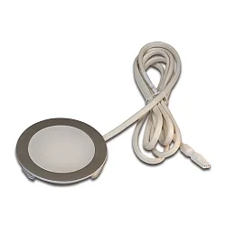 HV LED Flächenleuchte FR 68-LED, Einbau / Aufbau, IP20, 230V HVLCS Steckerkabel 200cm, 3W 3000K 200lm 110°, Edelstahloptik