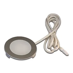 HV LED Einbaustrahler FR 78-LED mit Flächenlicht, IP20, 230V HVLCS Steckerkabel 200cm, 3W 4000K 200lm 110°, Edelstahloptik