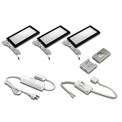 3er Set Unterbauleuchte DYNAMIC LED SKY 6W + Anbau Fernbedienung + LED Trafo 30W, schwarz