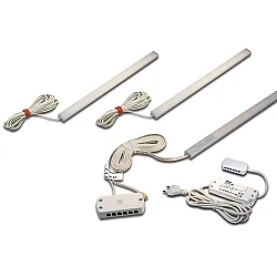3pc. set of under-cabinet luminaire LED ADD-ON Mini + LED transformer LED 24 / 15W + touch dimmer, 4.3W 4000K 280lm 110°, alu