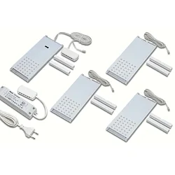 4er Set LED L-PAD 7.5W 4000K, mit IR-Dimmer + LED Trafo 24/15W/30W, weiß