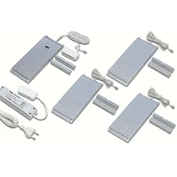 4er Set LED L-PAD 7.5W 4000K, mit IR Dimmer + LED Trafo 24/15W/30W, Alu eloxiert
