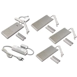 4er Set LED L-PAD 7.5W 4000K, mit IR Dimmer + LED Trafo 24/15W/30W, Edelstahloptik