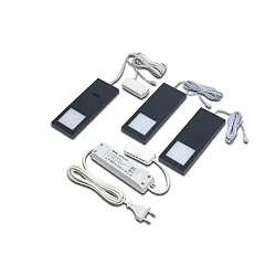 3pc. set of LED under-cabinet luminaire LED Slim-Pad F, IP20, with IR dimmer + transformer LED 24 / 30W, 5W 4000K, black