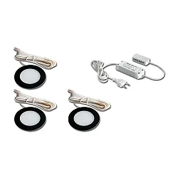 LED Einbauleuchte, ø 6,8cm, 9W, 3000K, 630lm, IP20, 3er Set, schwarz