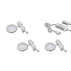 3er Set FR 55-LED 3W 4000K, Edelstahloptik + LED Trafo LED-24 / 15W