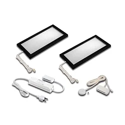 2er Set LED Unterbauleuchte LED SKY 6W mit Sonar-Dimmer + LED Trafo LED-24 / 30W, 4000K, Schwarz
