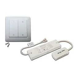 Wandtaster DIM ZigBee / Alexa, 15-Kanal, für LED-24 (einfarbig), Piezo-Impuls, mit Controller 96W + 6-fach Verteiler, weiß