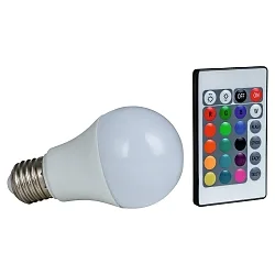 LED Birnenlampe A60, E27, 7.5W RGB + 3000K 535lm 160°, mit Fernbedienung, dimmbar, matt
