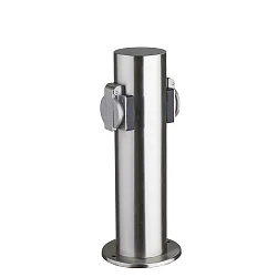 Outdoor Energieverteiler TOKIO, IP44, zylindrisch, mit Kindersicherung + Federdeckel, V2A Edelstahl, 2-fach