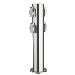 Outdoor Energieverteiler TOKIO, IP44, zylindrisch, mit Kindersicherung + Federdeckel, V2A Edelstahl, 4-fach