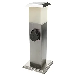Outdoor Energieverteiler TAIPEH, IP44, eckig, Höhe 40cm, 230V AC / max. 16A, 2-fach, V2A Edelstahl, mit Licht, inkl. E14 1.1W