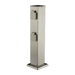 Energieverteiler BANGKOK, IP44, mit Kindersicherung + Federdeckel, V2A Edelstahl, für Gravur geeignet, 4-fach, 47cm