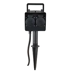 Erdspieß-Energieverteiler DUBAI, IP44, max. 16A / 3680W, mit 150cm Steckerkabel, 2-fach