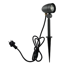 Outdoor Erdspieß-Strahler MALEA, IP44, GU10 max. 3,5W, neigbar, mit 5m Steckerkabel, schwarz