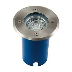 Bodeneinbaustrahler POTSDAM, GU10, 230V, IP67, V2A Edelstahl / Glas klar, starr, rund