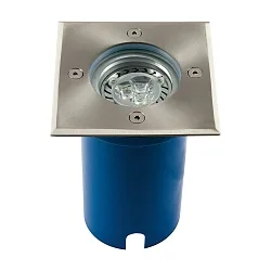 Bodeneinbaustrahler POTSDAM, GU10, 230V, IP67, V2A Edelstahl / Glas klar, starr, eckig