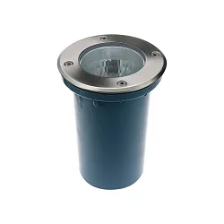 Bodeneinbaustrahler BERLIN 2, 230V, IP67, E27, V2A Edelstahl 304 / Alu-Druckguss / Glas klar, starr, rund
