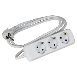 Steckdosenleiste, 3-fach, 3G 1.5mm², weiß, geeignet für DE / FR /B, mit 150cm Anschlusskabel
