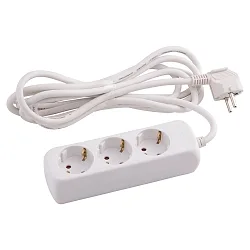Steckdosenleiste, 3-fach, 3G 1.5mm², weiß, geeignet für DE / FR /B, mit 300cm Anschlusskabel