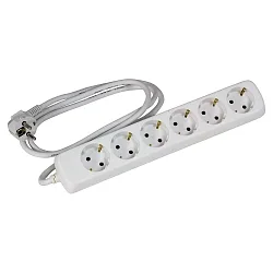 Steckdosenleiste, 6-fach, 3G 1.5mm², 150cm Anschlusskabel, weiß