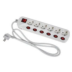Tischsteckdose, IP20, 6-fach, weiß