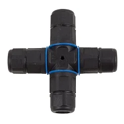 Outdoor Kreuz-Kabelverbinder, 3-polig, IP68, schwarz