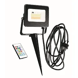 Outdoor LED Flutlichtstrahler KINGSTON RGB + CCT-Switch, IP44, 15W 1250lm 110°, mit Fernbedienung, dimmbar, anthrazit