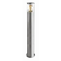 Standleuchte / Wegeleuchte NAXOS, IP44, 79cm, zylindrisch, E27 max. 6W, V2A Edelstahl / PC klar, für Lasergravur geeignet
