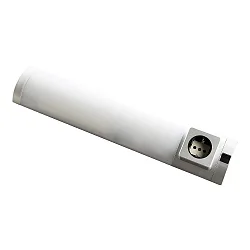 LED Unterbauleuchte DETMOLD, IP20, mit 1 Steckdose + Schalter, Aluminium / PMMA, silber/weiß, 44.9cm, 5W 4000K 250lm 120°
