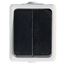 Aufputz-Feuchtraum Schalterserie MONSUN, IP44, 220-250V AC, 10A, Serien-/ Wechselschalter, grau /  anthrazit