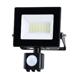 Outdoor LED Flutlichtstrahler BOLTON 2.0, mit Sensor, IP44, 50cm Kabel (offen), schaltbar, Alu schwarz, 20W 3000K 1620lm