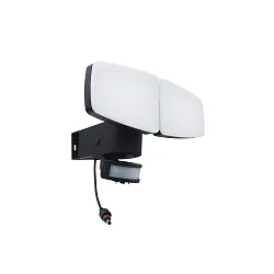 Solar LED Doppel-Flutlichtstrahler DUPLEX, IP54, mit Sensor, 12W 3000/4100/6500K 1200lm, dimmbar, ABS / PC, schwarz