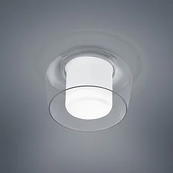 Deckenleuchte CANIO, E27, IP30, mattweiß / Innenglas opalweiß, Glas klar