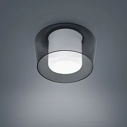 Deckenleuchte CANIO, E27, IP30, mattweiß / Innenglas opalweiß, Glas grau