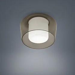 Deckenleuchte CANIO, E27, IP30, mattweiß / Innenglas opalweiß, Glas amber