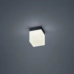LED Bad-Deckenleuchte KETO, eckig, IP44, 6W 2900K 410lm, CRi >90, schaltbar, Stahl / Glas, mattschwarz