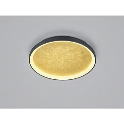 LED Deckenleuchte MORI, IP20, Ø 57cm, 50W 2700/3000K (CCT), CRi >90, dimmbar, Acryldiffusor satiniert, schwarz / blattgold