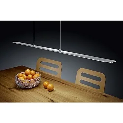 LED Pendant luminaire LEXX LED, Easy Lift, IP30, nickel matt anodised - chrome