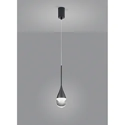 LED Pendelleuchte DEEP, 5.5W 2700K 450lm, CRi >90, Pendel 10-180cm, Aluminium / Glas teilsatiniert, schwarz eloxiert