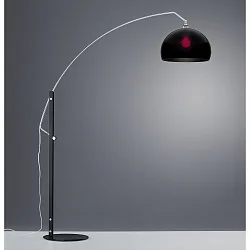 Stehleuchte / Bogenlampe DORO, IP20, E27, ausziehbar, schaltbar, Stahl / Acrylglas, mattschwarz / Arm chrom / Schirm schwarz