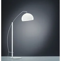 Stehleuchte / Bogenlampe DORO, IP20, E27, ausziehbar, schaltbar, Stahl / Acrylglas, mattweiß / Arm chrom / Schirm weiß