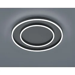LED Deckenleuchte SONA, IP20, Ø 59.5cm, 2-fach, 60W 2900K 4690lm, dimmbar, Stahl / Acryl, mattschwarz